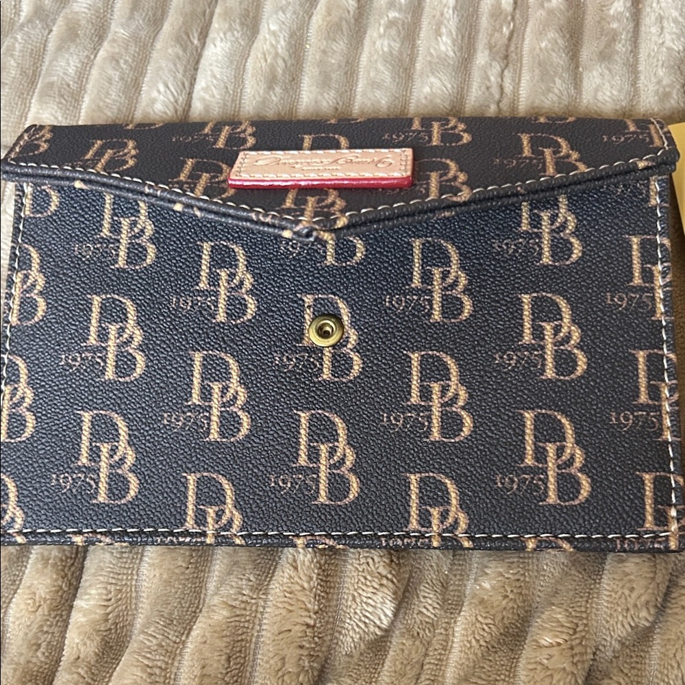 Dooney & Bourke Black and Brown Monogram Clutch